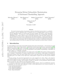 Streaming Robust Submodular Maximization: A Partitioned Thresholding
  Approach