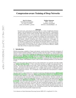 Compression-aware Training of Deep Networks