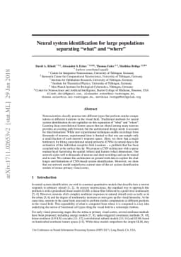 Neural system identification for large populations separating "what" and
  "where"