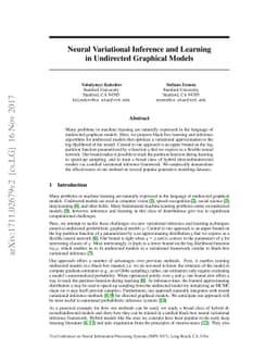 Neural Variational Inference and Learning in Undirected Graphical Models