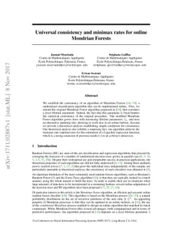 Universal consistency and minimax rates for online Mondrian Forests