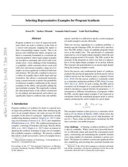 Selecting Representative Examples for Program Synthesis
