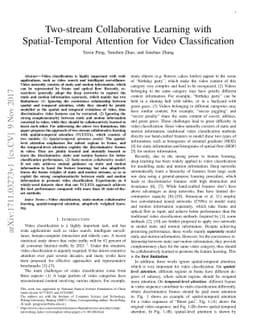 Two-stream Collaborative Learning with Spatial-Temporal Attention for
  Video Classification