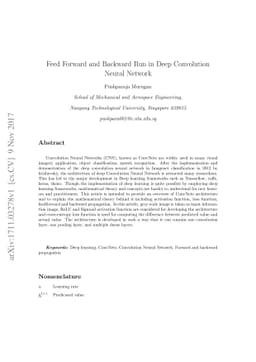 Feed Forward and Backward Run in Deep Convolution Neural Network