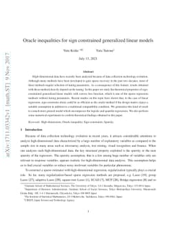 Oracle inequalities for sign constrained generalized linear models
