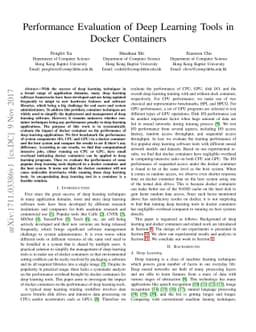 Performance Evaluation of Deep Learning Tools in Docker Containers