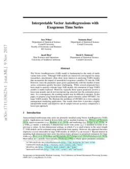 Interpretable Vector AutoRegressions with Exogenous Time Series