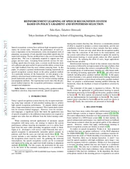 Reinforcement Learning of Speech Recognition System Based on Policy
  Gradient and Hypothesis Selection