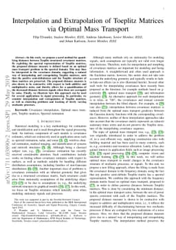 Interpolation and Extrapolation of Toeplitz Matrices via Optimal Mass
  Transport