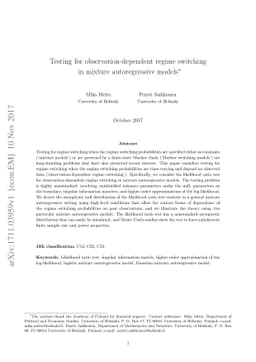 Testing for observation-dependent regime switching in mixture
  autoregressive models
