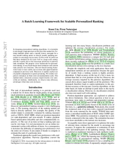 A Batch Learning Framework for Scalable Personalized Ranking