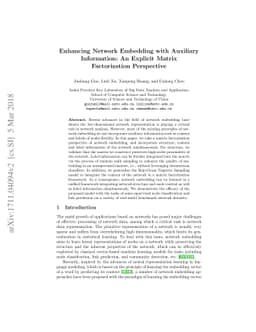 Enhancing Network Embedding with Auxiliary Information: An Explicit
  Matrix Factorization Perspective