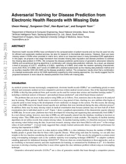 Adversarial Training for Disease Prediction from Electronic Health
  Records with Missing Data