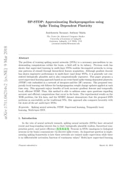 BP-STDP: Approximating Backpropagation using Spike Timing Dependent
  Plasticity