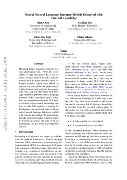 Neural Natural Language Inference Models Enhanced with External
  Knowledge