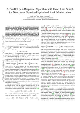 A Parallel Best-Response Algorithm with Exact Line Search for Nonconvex
  Sparsity-Regularized Rank Minimization