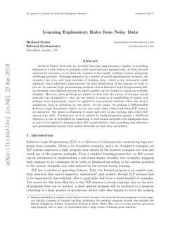 Learning Explanatory Rules from Noisy Data