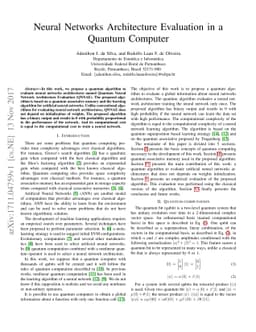 Neural Networks Architecture Evaluation in a Quantum Computer