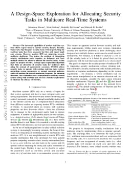 A Design-Space Exploration for Allocating Security Tasks in Multicore
  Real-Time Systems