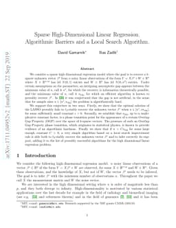 Sparse High-Dimensional Linear Regression. Algorithmic Barriers and a
  Local Search Algorithm