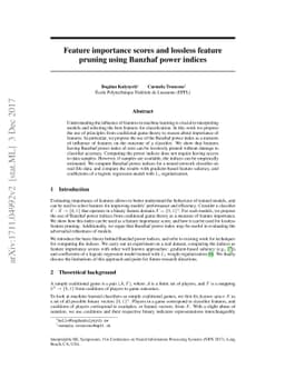 Feature importance scores and lossless feature pruning using Banzhaf
  power indices