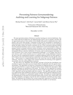 Preventing Fairness Gerrymandering: Auditing and Learning for Subgroup
  Fairness