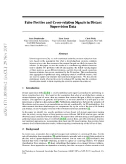 False Positive and Cross-relation Signals in Distant Supervision Data