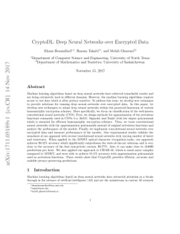 CryptoDL: Deep Neural Networks over Encrypted Data