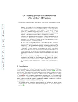 A learning problem that is independent of the set theory ZFC axioms