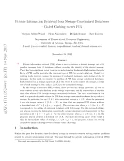Private Information Retrieval from Storage Constrained Databases --
  Coded Caching meets PIR