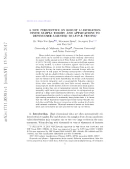 A New Perspective on Robust $M$-Estimation: Finite Sample Theory and
  Applications to Dependence-Adjusted Multiple Testing