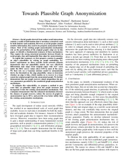 Towards Plausible Graph Anonymization