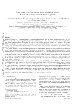 Brain Extraction from Normal and Pathological Images: A Joint
  PCA/Image-Reconstruction Approach