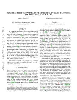 Exploring Speech Enhancement with Generative Adversarial Networks for
  Robust Speech Recognition