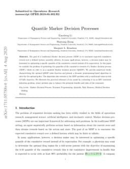 Quantile Markov Decision Process