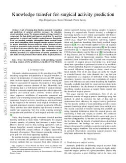 Knowledge transfer for surgical activity prediction