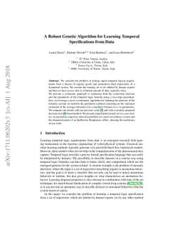 A Robust Genetic Algorithm for Learning Temporal Specifications from
  Data