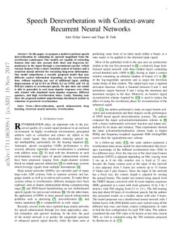 Speech Dereverberation with Context-aware Recurrent Neural Networks