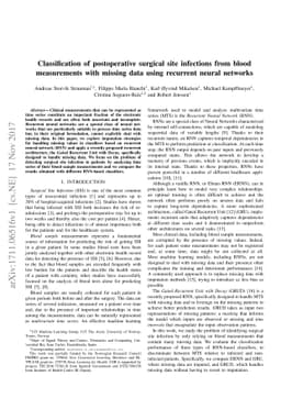 Classification of postoperative surgical site infections from blood
  measurements with missing data using recurrent neural networks