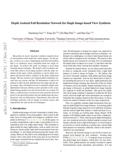 Depth Assisted Full Resolution Network for Single Image-based View
  Synthesis