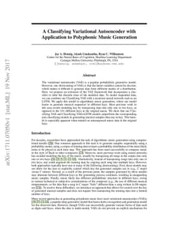 A Classifying Variational Autoencoder with Application to Polyphonic
  Music Generation