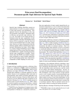Prior-aware Dual Decomposition: Document-specific Topic Inference for
  Spectral Topic Models