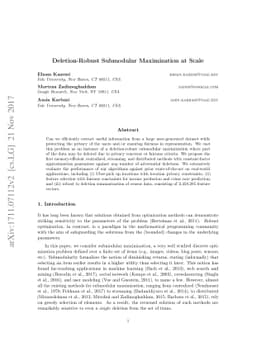 Deletion-Robust Submodular Maximization at Scale