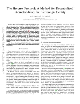 The Horcrux Protocol: A Method for Decentralized Biometric-based
  Self-sovereign Identity