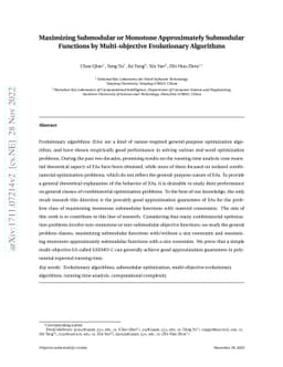 Maximizing Submodular or Monotone Approximately Submodular Functions by
  Multi-objective Evolutionary Algorithms