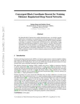 Convergent Block Coordinate Descent for Training Tikhonov Regularized
  Deep Neural Networks