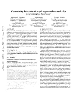 Community detection with spiking neural networks for neuromorphic
  hardware
