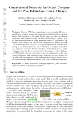 Convolutional Networks for Object Category and 3D Pose Estimation from
  2D Images