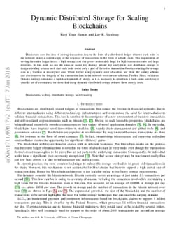 Dynamic Distributed Storage for Scaling Blockchains