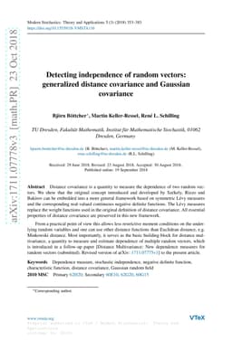 Detecting independence of random vectors: generalized distance
  covariance and Gaussian covariance